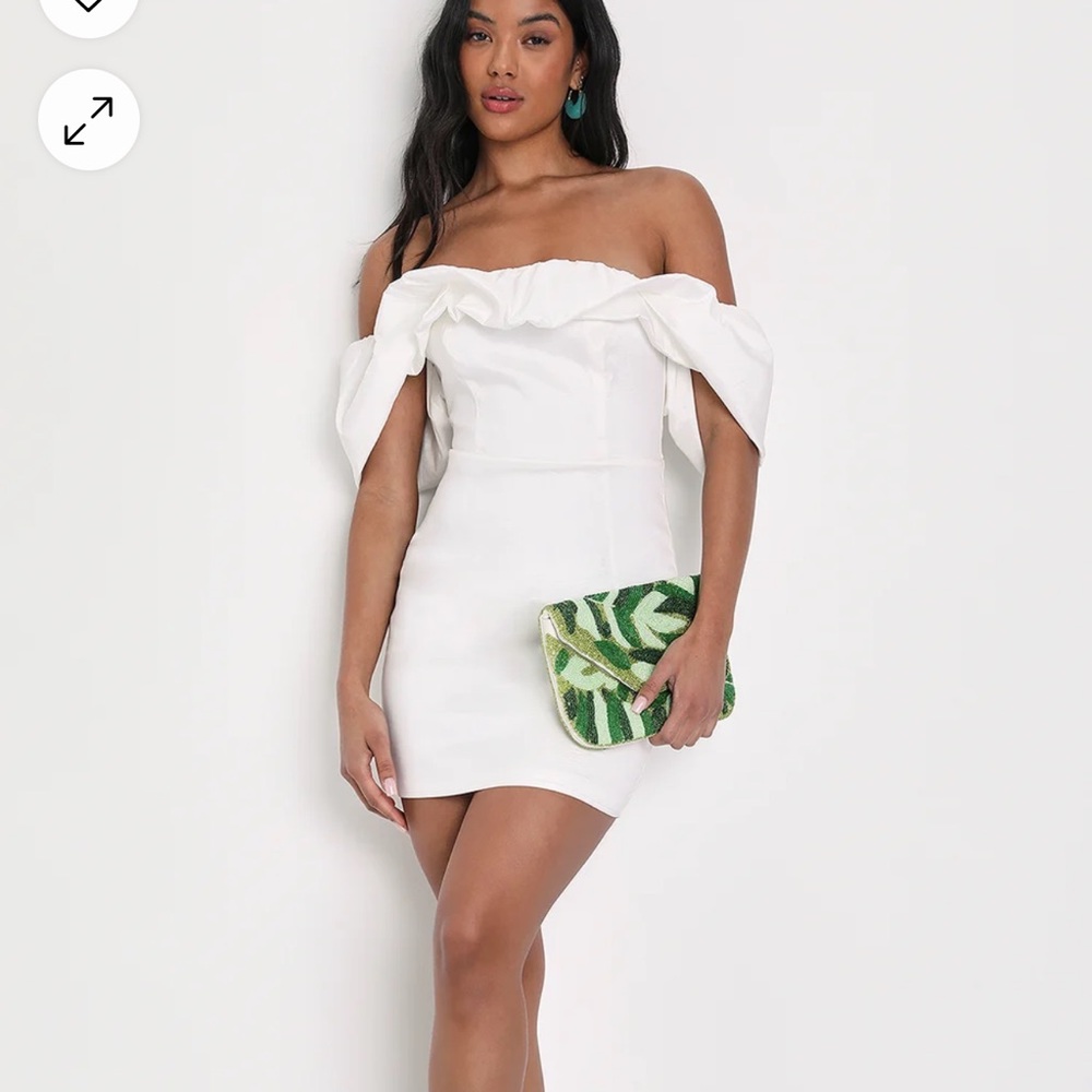 Lulus White Off the Shoulder Mini Dress